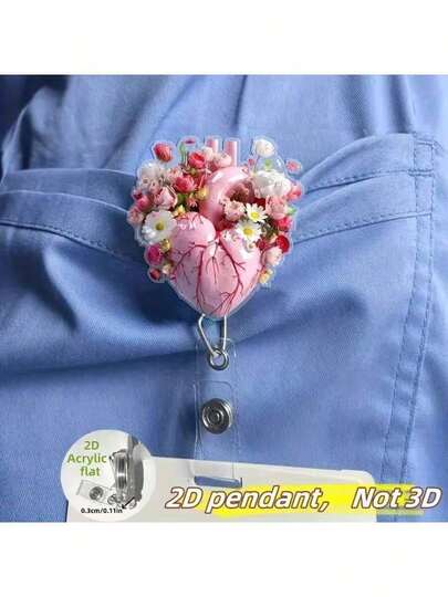 1 pieza Soporte retráctil para tarjeta de identificación "Corazón del renacimiento" en 2D plano, adecuado para maestros, estudiantes, médicos, enfermeras, regalos de oficina, estuche de tarjeta de identificación multifuncional creativo que se puede usar para el trabajo, útiles escolares, regalos de enfermera, regalos de equipo, regalos para niñas, Navidad, Año Nuevo, regalos divertidos