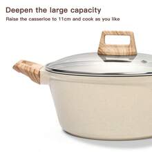 花岗岩小麦米石奶锅，不粘锅，汤锅，家用方便面锅，海鲜锅，适用于所有炉灶 - 米色 - 查看 6