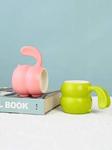 1pc Ceramic Latte Coffee Cup, High-Quality Cute Couple Water Mug, Rabbit Ear Design, Milk Malt Breakfast Cup, Creative 320ml Office Mug, Rustic Ceramic Cup - Multicolor - View 4