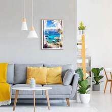 GDYEEH DIY 5D Sea View Room Diamond Art Painting Kits, Flowers Full Round Drill Sparkling Diamond Painting Picture, Boat Diamond Painting Art Craft Kits For Adults Beginners, Home Wall Decor 12x16inch - USGD068 - 查看 3