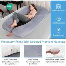 Pregnancy Pillows For Sleeping, Full Body Pillow, Large U Shaped Full Body Pillow, Ultra Soft Pillow With Removable Cover, Velvet, Pregnant Pillow Sleeping, Sleep Comfort Pillow, U Shaped Body Nursing Pillow, Full Body Support Pillow For Pregnancy With Removable Washable Cover,140x70cm - ALMOHADA-U-AZUL - 查看 3