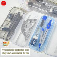 1 Set/7 Piezas Juego de Compás de Metal Negro/Azul Transparente, Estuche Duradero y Resistente a Golpes, Herramienta de Estudio y Dibujo, Temporada de Regreso a Clases