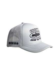 Gorra de camionero estilo americano | Nuevo modelo con estampado de castillo, tejido de malla transpirable, ideal para protección solar outdoor - Blanco - Ver 1