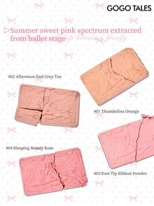 GOGO TALES 甜美粉红芭蕾清新腮红盘，低饱和度腮红修容色，哑光氛围色，小巧便携，学生、日常约会及通勤必备，GOGOTALES - #03 足球 tip ribbon - 查看 6