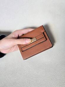 Chic 11-Card Slots Black PU Leather Luxury Card Holder With Gold Snap Closure For Women Wallet Mini Wallet Purse Wallet Small Wallet Card Wallet Mothers Day Gift Cruise Essential Cute Stuff Money Clip - Pastel - View 8