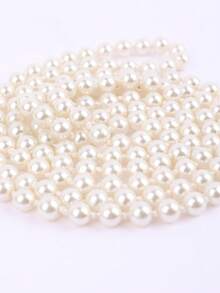 1pc Ladies Multi-Strand Faux Pearl Beaded Knotted Necklace, Faux Pearl White, Elegant Style For Vacation, Casual, Party Valentine's Day Accessories - 白色 - 查看 5
