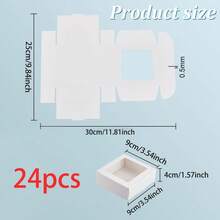 24pcs White Paper Boxes With Clear Window, (3.74x3.74x1.57 Inches) Gift Packaging Boxes, Suitable For Baking Cookies, Cakes, Candies, Weddings, Parties, Mother's Day Holiday Gifts - White - View 9