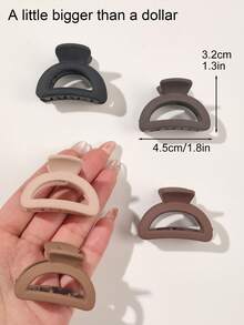 Bộ 5 kẹp tóc hình bán nguyệt rỗng, màu kaki trơn, mờ, phụ kiện tóc buộc nửa đầu tối giản, thường ngày cho nữ, phụ kiện tóc cần thiết cho kỳ nghỉ hè và trang phục mùa hè. - Nhiều màu - Xem 3