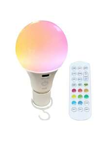 Bóng đèn LED RGB nhiều màu, đèn âm trần đa sắc, đèn nền có thể điều chỉnh độ sáng, bóng đèn hình cầu RGB với công tắc cảm ứng điều khiển từ xa và chức năng sạc khẩn cấp, thích hợp trang trí phòng khách, phòng ngủ. - bóng đèn RGB - Xem 13