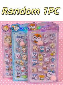 1pc Creative DIY Japanese Anime Character Face Squishies Stickers, Peach Face Squishies Stickers, Water Bottle And Phone Stickers, Dopamine Self-Adhesive Stickers, New Year Gift, Valentine's Day Gift, Easter Gift - Multicolor - View 5