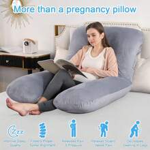 Pregnancy Pillows For Sleeping, Full Body Pillow, Large U Shaped Full Body Pillow, Ultra Soft Pillow With Removable Cover, Velvet, Pregnant Pillow Sleeping, Sleep Comfort Pillow, U Shaped Body Nursing Pillow, Full Body Support Pillow For Pregnancy With Removable Washable Cover,140x70cm - ALMOHADA-U-NEGRO - 查看 3