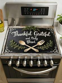 1pc 2D "Thanksgiving And Blessings" Stove Cover Mat Insulation Mat Farmhouse Style Kitchen Decor With Drain Mat, Oven Cover And Inspired Cookware Accessories, Elegant Font Design, Non-Slip, Dust-Proof And Scratch-Resistant, Essential For Home Cooking, Kitchen Accessories, Christmas Gifts, Christmas Decoration, 20.47x28.35inch - 72x52厘米/28.3x20.4英寸 - 查看 8