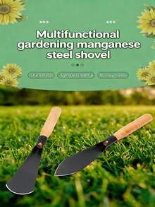 1把65号锰钢园艺铲；锋利淬火刀片，适合种植；木质防滑手柄；耐磨防锈；草坪修补必备工具；适用于盆栽植物、园艺和移植；户外沙滩挖掘、淘金、露营和采摘野生蔬菜；适合室内外使用。 - 彩色 - 查看 2