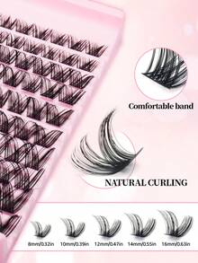 120pcs Cluster Lashes 8-16mm Wispy Individual Lashes Natural Look Lashes D Curl Fluffy Cluster Lashes DIY Eyelash Extension Lash Clusters, Eyelash Clusters, Individual Eyelashes, Lashes, Fake Lashes - Black - View 5