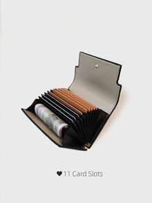 Chic 11-Card Slots Black PU Leather Luxury Card Holder With Gold Snap Closure For Women Wallet Mini Wallet Purse Wallet Small Wallet Card Wallet Mothers Day Gift Cruise Essential Cute Stuff Money Clip - Pastel - View 13