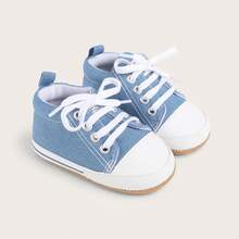 0-1 Year Old Baby Athletic Shoes, Soft Bottom, Spring & Autumn, Anti-Slip, Breathable, Suitable For 0-6 & 6-12 Months Unisex Fashionable Casual Canvas Shoes - Blue - View 9