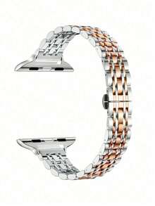 1pc Thin Narrow Gold Metal Band Compatible With Apple Watch Ultra 3/2/1, SE/S10/S9/S8/S7/S5/S4/S3, 14mm Width, Removable 7-Link Gold Chain, Suitable For Daily Wear, Parties, Travels, Also An Ideal Gift. Compatible With Apple Watch 38/40/41mm, 44/45/46/49mm, Accessories, Perfect For New Year, Valentine's Day Gifts - Multicolor - View 3