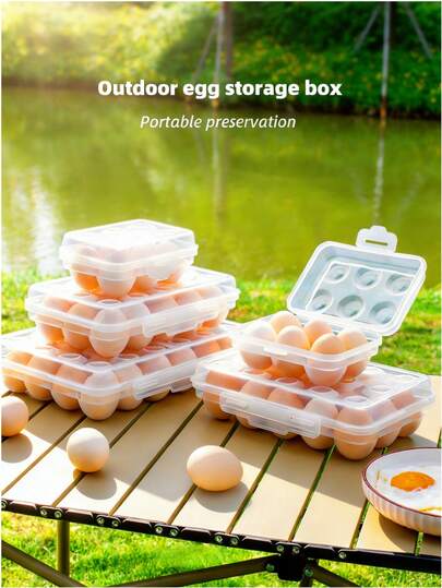 [6/12/15/18/24 Eggs] Outdoor Egg Storage Container | Multi-Layer Stackable Egg Organizer | Deep-Groove Anti-Breakage & Impact-Resistant Dividers | Reinforced Material With Safety Lock Design | Ideal For Camping, Refrigerators, And Cabinets | Healthy Living Starts With Eggs | Essential Kitchen & Fridge Organizer (Transparent)