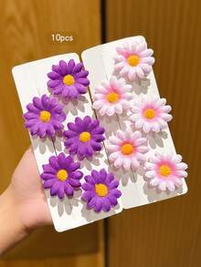 10pcs Cute Sunflower Hair Clips, Suitable For Daily Use, Claw Clips, Hair Slide, Hair Barrettes - Multicolor - View 5