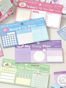 1 Set Mini Sticky Notes, Minimalist All-Match Versatile Student Memo Pads, Daily Shallow Memory Series, Suitable For Gifts, Office, Home, Marking, Labels, Classrooms, Entertainment Toys, Student Journals, Creative Retro Decoration Stickers - Multicolor - View 1