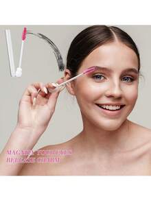 60/50/20/10 空一次性睫毛膏管套装和睫毛卷套装，睫毛膏刷子睫毛膏棒套装管，一次性睫毛刷（玫瑰金扁豆造型） - 彩色 - 查看 24