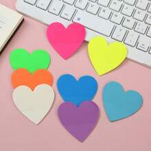 8个迷你方形/心形/圆形/小熊透明便签贴纸，160张PET透明可重复使用可书写便签纸，适用于学生、阅读、备忘录