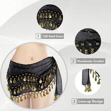 1 Set Belly Dance Waist Chain - Metal Mesh Bodysuit With Bells, Bohemian Dance Costume, Suitable For Dance Performances, Belly Dancing And Costume Parties - Multicolor - View 2