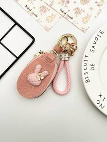 Rabbit Key Pouch For Women, Lockable Car Key Holder, Large Capacity Multi-Functional Keyring Storage Bag, Simple Compact Home Key Pouch, Universal Car Key Protective Cover - A - View 10