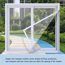 1pc Mosquito Nets For Window,Anti-Mosquito Window Screens,Mesh Anti Insect Air Tulle Invisible Black Fiberglass Mosquitoes And Flies,Simple Detachable Window Screen, No-Drill, Hook And Loop-Attached Screen Mesh - White Net With White Edges - View 3