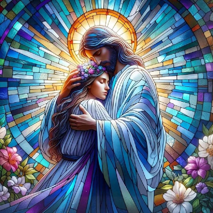 MRMIOOM Jes 1us Christ Prayer Diamond Art Kits For Adults, 5D Faith Diamond Painting Kits For Beginner, DIY Round Full Drill Diamond Dots Paintings Picture Gem Art&Crafts Home Decor 13.8x13.8in - D011-美國 - 查看 1