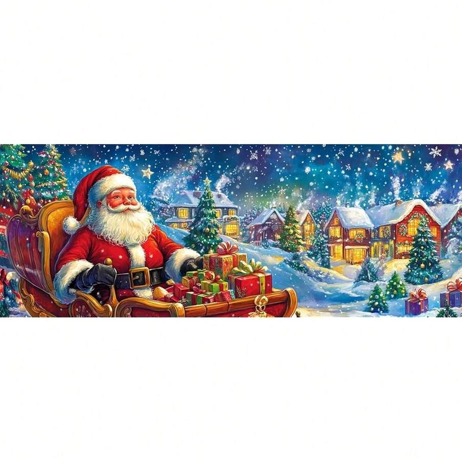 Large Diamond Art Kits For Adults Santa Claus, Full Drill 5D DIY Rhinestone Embroidery Set Paint With Diamonds Art By NFUmberss Kits Cross Stitch Home Wall Craft Decoration 31.5x11.81 Inch - 大型聖誕老人 - 查看 1