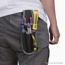 1pc Men's Ergonomic Nylon Tool Waist Bag - Multi-Compartment Organizer For Pliers, Screwdrivers & Hammer On-The-Go (Tools Not Included) - Black - View 2