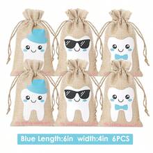6pcs Tooth Fairy Pouches, Blue & Pink Tooth Fairy Bags, Holiday & Birthday Gift - Multicolor - View 6