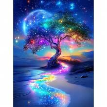 MISCER Tree Of Life Diamond Art Kits For Adults, Landscapes Diamond Painting Kits For Beginners, 5D Full Drill Round Paint With Diamonds Pictures, Gem Art Painting DIY Crafts Kit Decor 12x16inch - 樹 - 查看 1