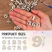 0.6 Inch 100 PCS Natural Wooden Numbers, 0-9 Unfinished Unpainted Calendar Numbers For DIY Crafts Sorting Grid Organizer Scrapbooking Home Decorations, 15mm - / - View 2