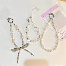 1pc Rhinestone & Pearl Beaded Phone Lanyard, Compatible With Apple, And Other Smartphone Cases, Unique Design - Multicolor - View 6