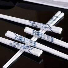 20pcs Luxury Ceramic Chopsticks, Easy To Clean, Anti-Mold, Non-Slip, Heat Resistant, Peacock Blue, Premium Hotel & Home Choice, New Chinese Style Chopsticks - White - View 2