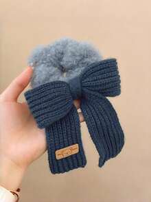 1个秋冬针织蝴蝶结发圈，可爱蓬松发绳，马尾辫发圈，发圈，发绳