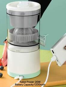 1个可充电电动柑橘榨汁机 | 便携式紧凑设计，塑料材质，适用于橙子、柠檬、青柠，不对称造型，完美榨取新鲜果汁，厨房电器，现代厨具，透明搅拌杯 - 彩色 - 查看 11