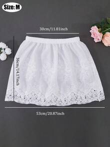 2 件/1 件 - 四季白色女士蕾丝边防透亚麻衬裙，叠穿卫衣式半身裙 - 白色 - 查看 9