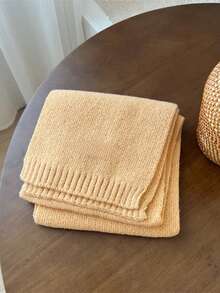 1条韩式针织围巾，双面仿羊绒加厚保暖披肩，男女通用 - 多色C - 查看 7