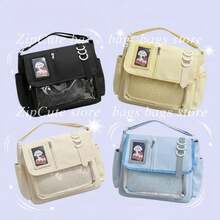 Y2K Japanese Harajuku School Bags For Teenage Girls New 2024 Transparent Itabag Crossbody Bag DIY Badges Display Plate Ita Bag - 白色 - 查看 3