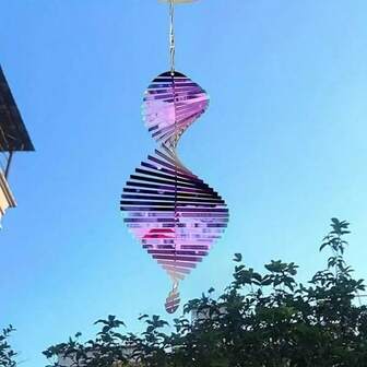 1个不锈钢3D立体花瓣风车，花园装饰风车，阳台，室内吊坠，DIY风铃，秋季装饰，办公室，驱鸟器