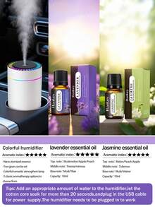 1 Pc 180ml Car Air Freshener & Mini Humidifier With Color Night Light,It Has An Auto-Off Timer, - 2 Modes, Quiet, Portable.Refillable With Essential Oils, For Auto Office Home Bedroom - PY02 - View 24