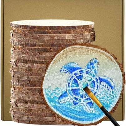 15 Pieces Of Unfinished Natural Wood Chips With Bark. 20 Pieces, 3.5-4 Inch, Handmade Woodworking Kit. Circle Crafts, Christmas Decorations, Country Wedding Decorations, DIY Crafts. Can Be Used To Make Craft Wood Chips, Wooden Rings, Art Wood Chips, Table Coasters, Country Wedding And Hand-Painted Christmas Decorations, DIY Crafts, Valentine's Day Gifts, And DIY And Painting Craft Materials.