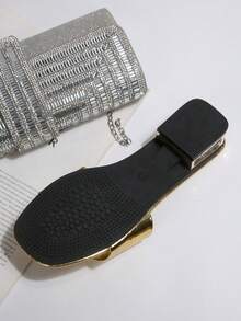 Sandalias de tacón alto para mujer, chanclas de playa de metal puro - Dorado - Ver 6