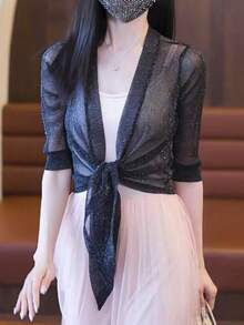 1pc Chiffon Shawl Cardigan For Women, Versatile Lightweight Short Jacket For Summer, Suitable As Outerwear For Camisole Dress - Multicolor - View 1