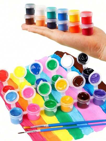 1套/12支随机颜色迷你丙烯颜料套装，可水洗颜料套装，随机颜色配色画笔，丙烯颜料棒，适合家庭聚会、生日礼物、派对礼物