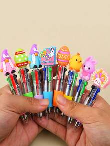 10/20 Peças Conjunto de Canetas Esferográficas Multicoloridas de Coelho de Páscoa, Canetas de Ovo Coloridas Fofas 4 em 1, Pacote Granel, Ideal para Festa de Aniversário, Casamento, Presentes de Feriado, Recheio de Lembrancinhas de Festa - Multicolorido - Visão 2