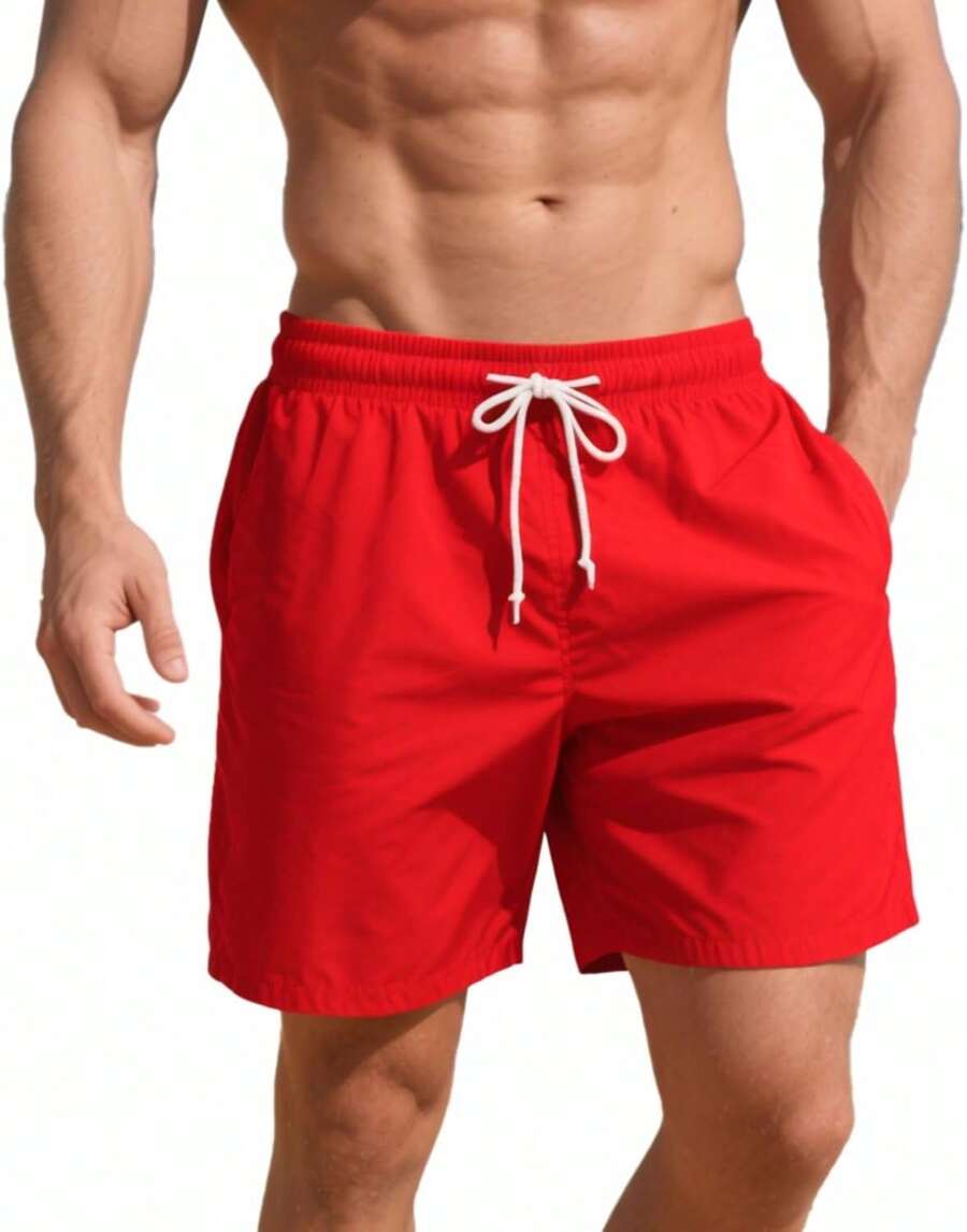 Men's Swim Trunks 5 Inch Quick Dry Board Shorts Mesh Swimming Trunks Beach Shorts Men Bathing SuitsA Valentine's Day RBDF - 紅色 - 查看 1